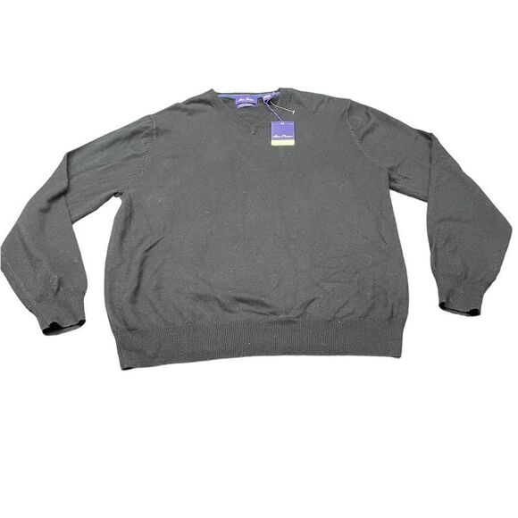NWT Alan Flusser Cotton Cashmere Classic Black Crewneck Sweater Size L Large - Picture 2 of 11
